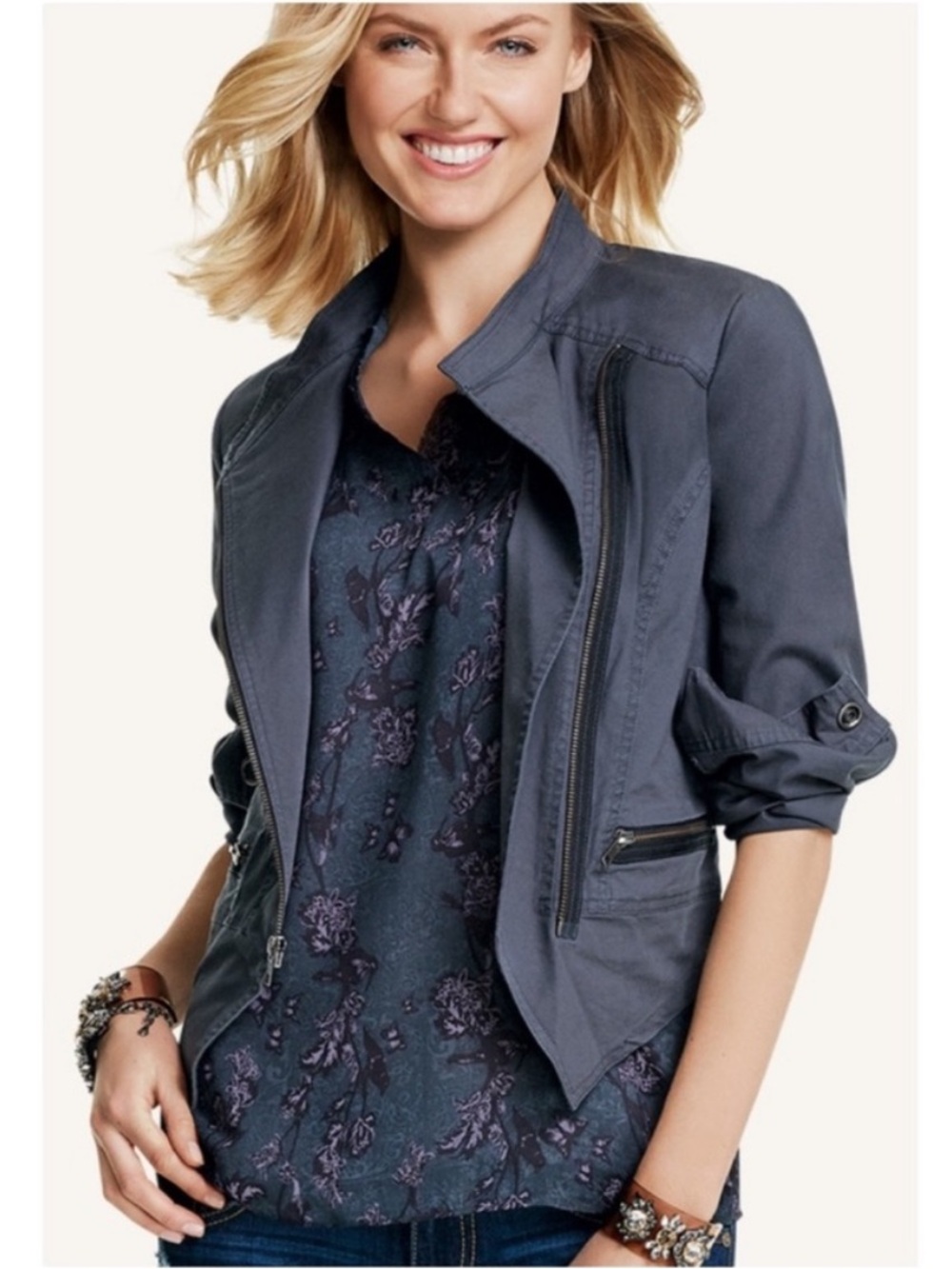 CAbi Twilight Moto Asymmetrical Zip Jacket - Medium